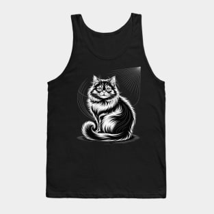 Line Art British Longhair Cat Straight Tank Top